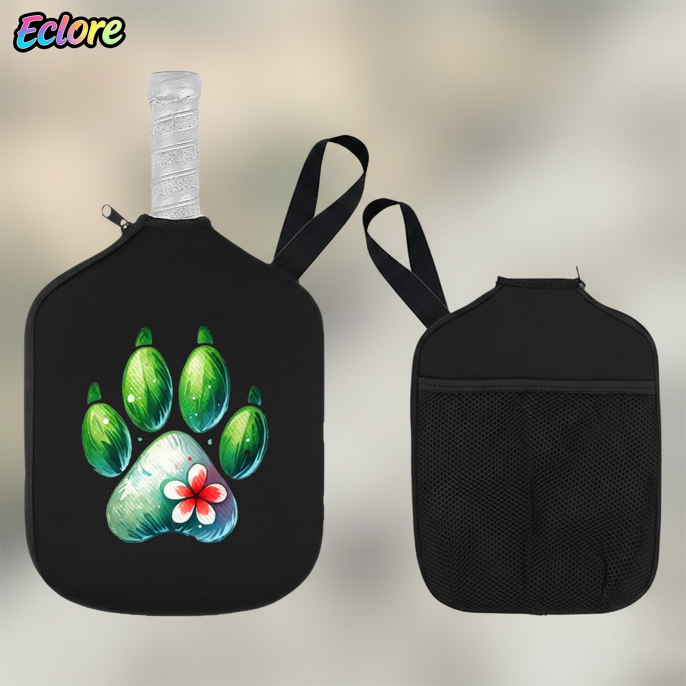 Green Watercolor Paw Print Pad - Racket Cover Bag recension och pris